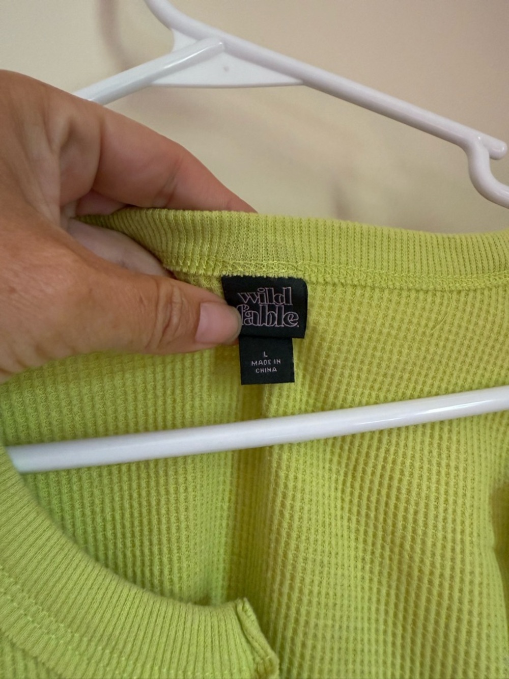 wild fable Lime Green Waffle-Knit V-Notch Long Sleeve Top - Picture 2 of 8